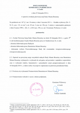 Postanowienie Komisarza Wyborczego w Łodzi