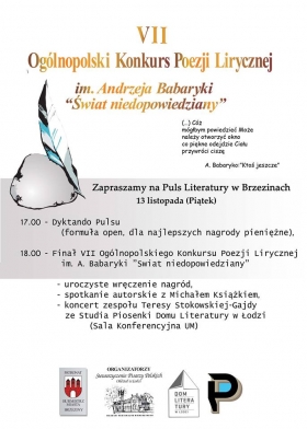 VII Ogólnopolski Konkurs Poezji Lirycznej im. Andrzeja Babaryki 