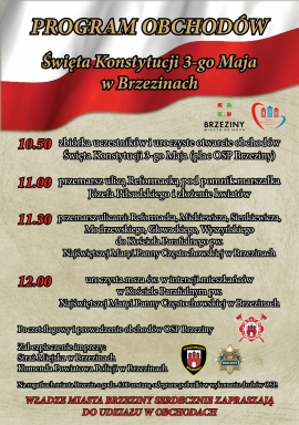 Program obchodów Święta Konstytucji 3 - go Maja w Brzezinach