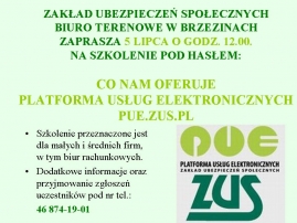 Bezpłatne szkolenie z obsługi Platformy Usług Elektronicznych ZUS (PUE ZUS)